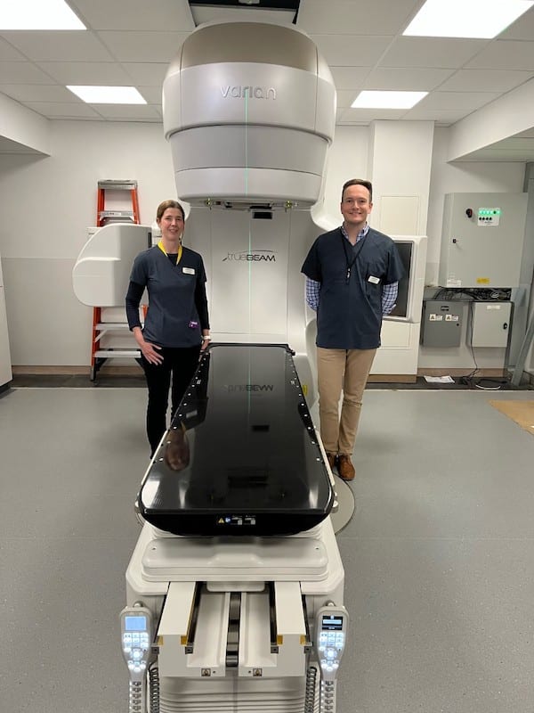 Sarah Mason and James Elliott in the new Oncology and Radiotherapy Suite at Southfields Veterinary Specialists